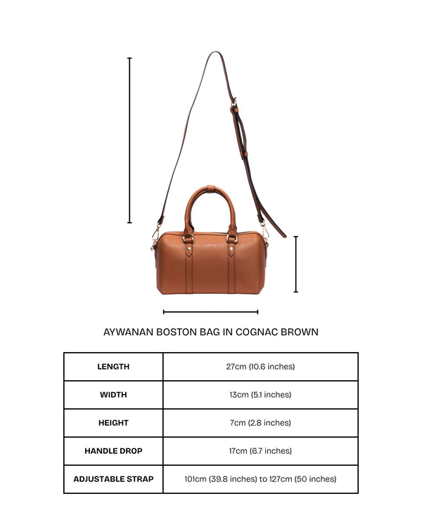 AYWANAN BOSTON BAG IN COGNAC BROWN