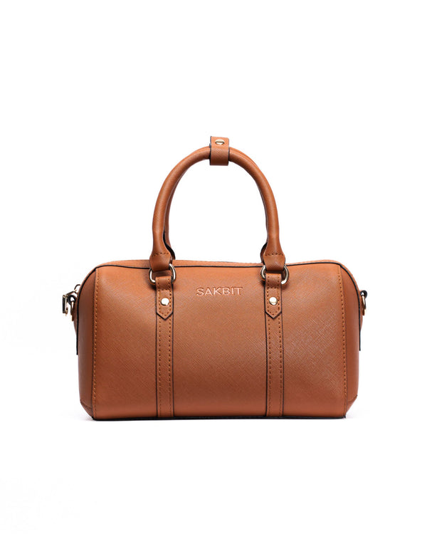 AYWANAN BOSTON BAG IN COGNAC BROWN