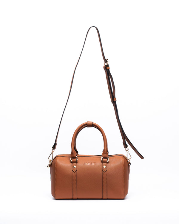 AYWANAN BOSTON BAG IN COGNAC BROWN
